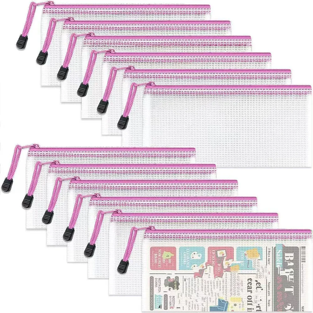 12PCS Pvc Mesh Zipp…