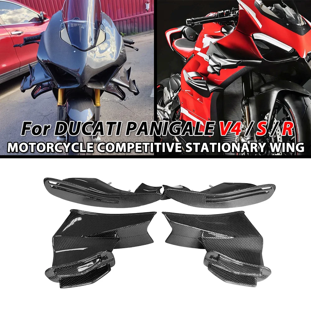 

Motorcycle Winglets Air Deflector Fit Aerodynamics Side Fixed Wing For DUCATI Panigale V4 V4S V4R 2018-2022 ABS Carbon Fiber