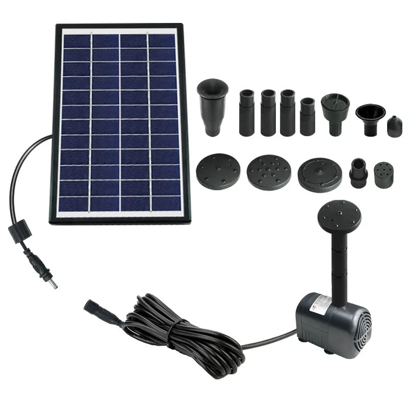 Solar-powered Fountain Brushless Water Pump 1.4 - 40W Garden Pond Resin Craft Set with Fish Tank Filter Rockery Circulation Pump