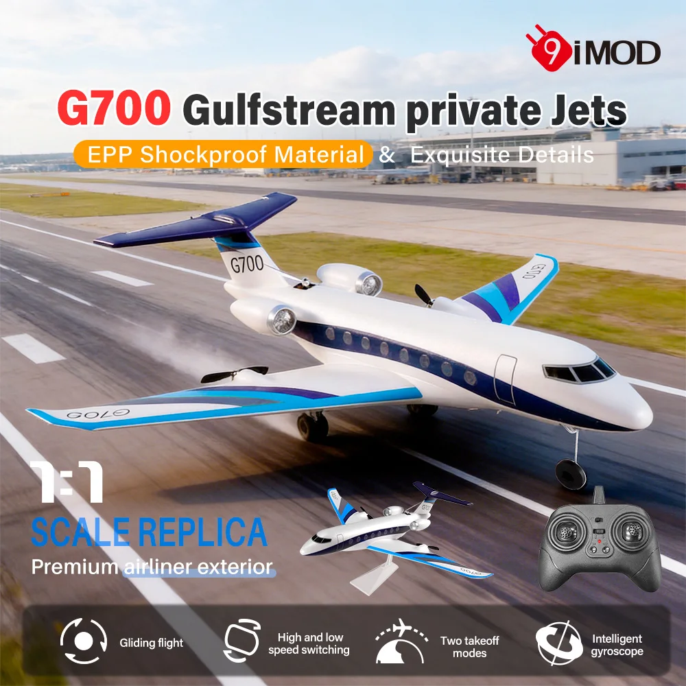 9IMOD RC Glider Plane 2.4GHz RC Private Jet EPP Foam Dual Motor Gyro Stabilization Hand Throw Ground Takeoff 20Min Flight