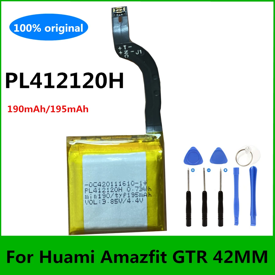 New Replacement 195mAh PL412120H Battery For Huami Amazfit GTR 42MM Smart Watch Phone Batteries