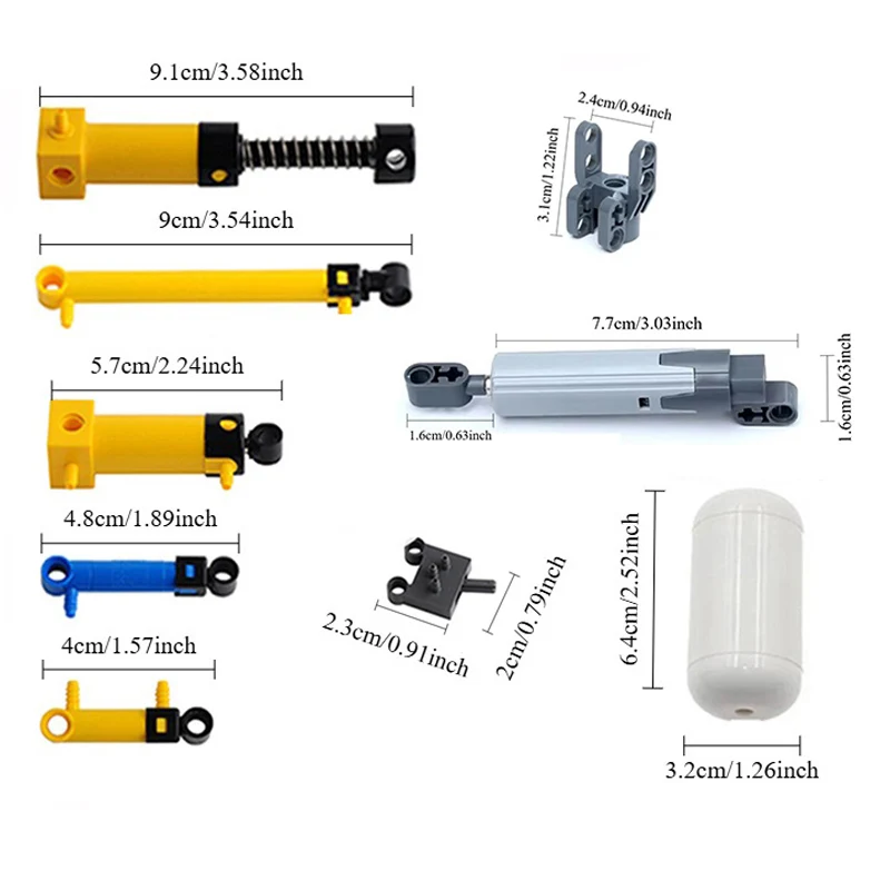 23 stks MOC Technische Slang Luchtpomp Tank Duwstang Putter Schakelaar Zuiger Bouwstenen 19476 19475 19482 2797c02 2793c01 47223