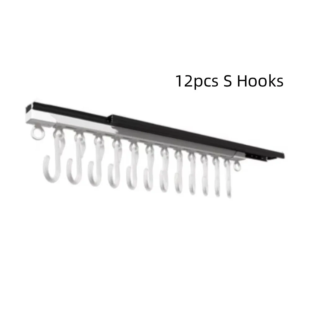 Stainless Steel Sliding Rail S Hooks Plastic Self Adhesive Wall Mounted Jewelry Holder Removable Anti Tangle Jewelry Hanger