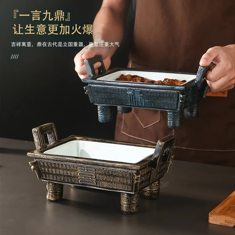 new Chinese court retro style creative tableware hotel restaurant artistic conception dish plate Chinese food private