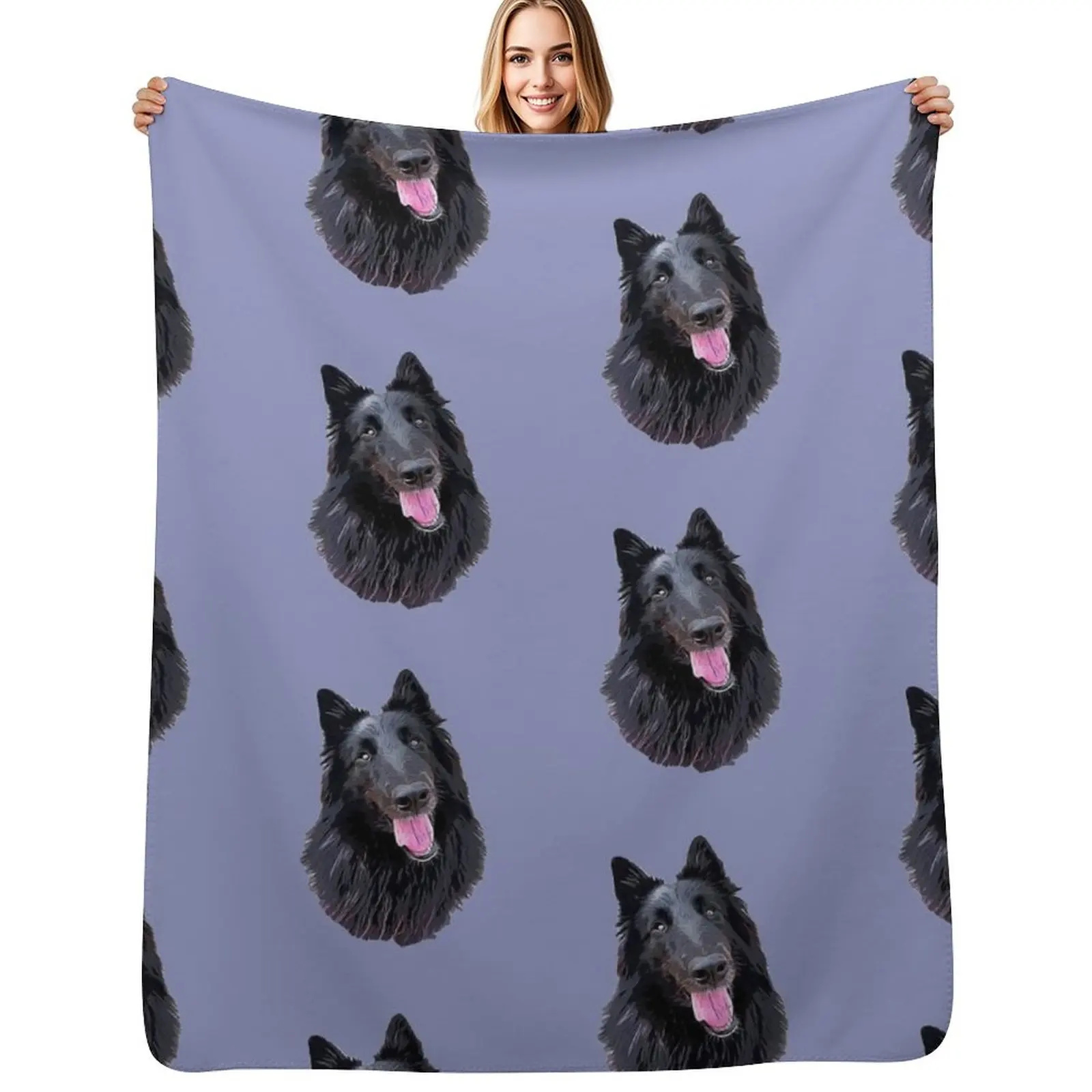 Manta suave y cálida con diseño de pastor belga Groenendael, regalo para abuelos