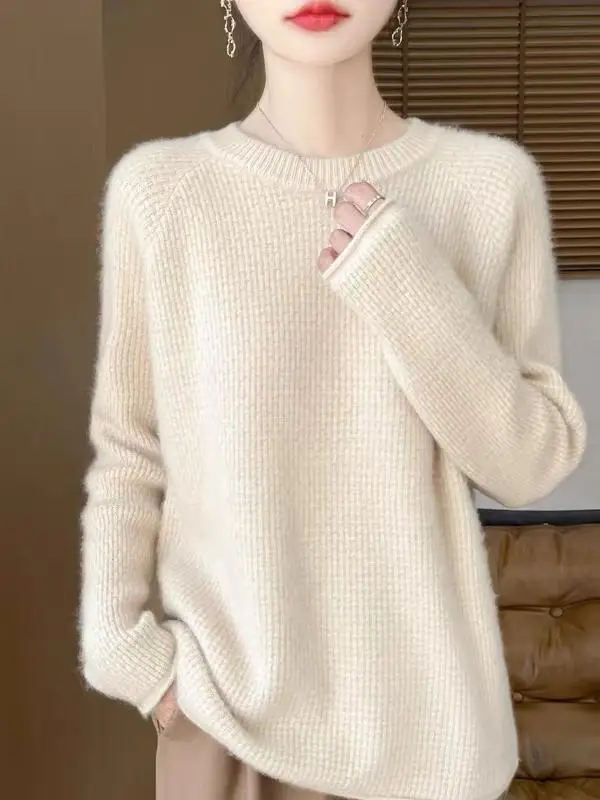 

Осень-зима женский круглый Ne Pure Color вязаный Camere Long Sve свободный базовый свитер на голову универсальный удобный