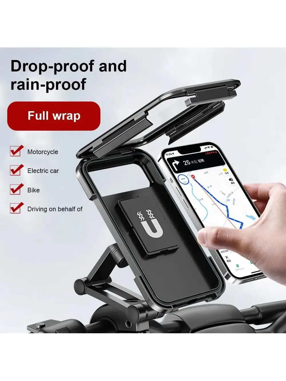 AliExpress NONE Waterproof 360° Swivel Phone Mount for Motorcycle/Bike – Adjustable Universal GPS Holder for Cellphones & Navigation Apps