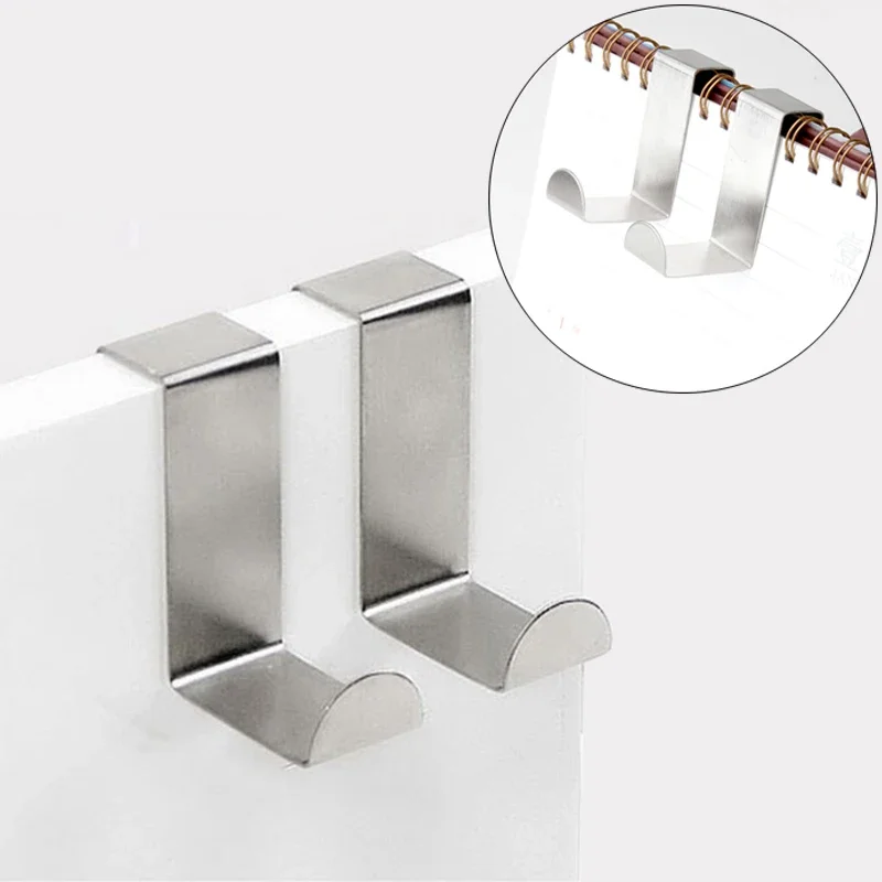 2pcs Stainless Steel Door Hook Z-Shaped Bathroom Cabinet Door Rear Hook Hanger Keychain Coat Hook Kitchen Organizer Multi