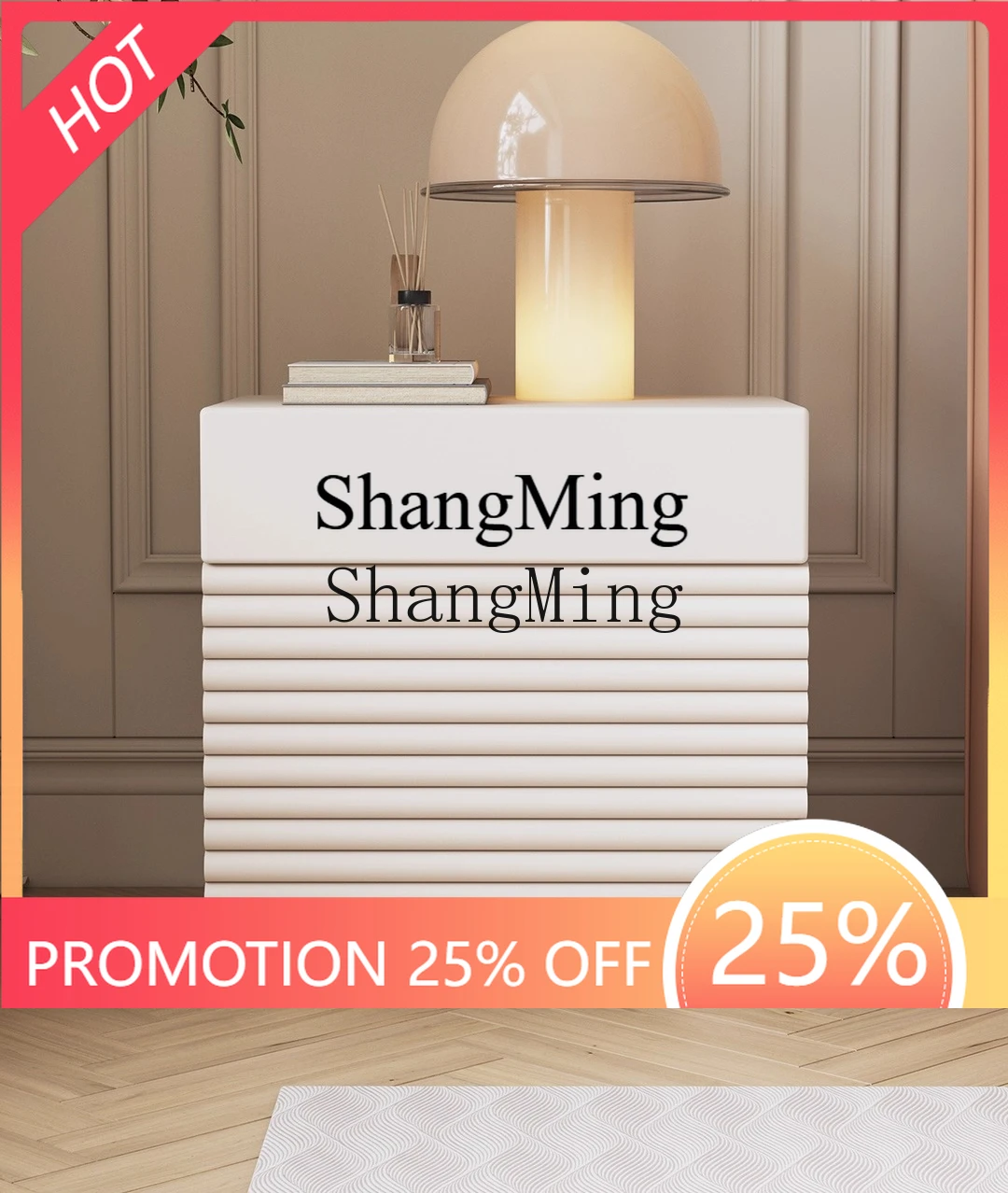 

FG good-looking Cream Wind Bedside Table Vintage Side Cabinet Storage Bedroom Bedside Locker Home Locker