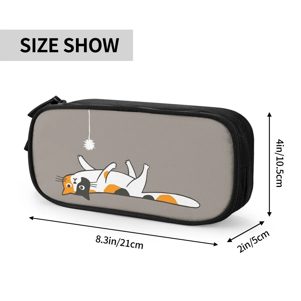Funny Bored Calico Kitty Cat Pencil Cases for Students Gifts Pen Box Pencil Bag Large Capacity Pencil Pouch