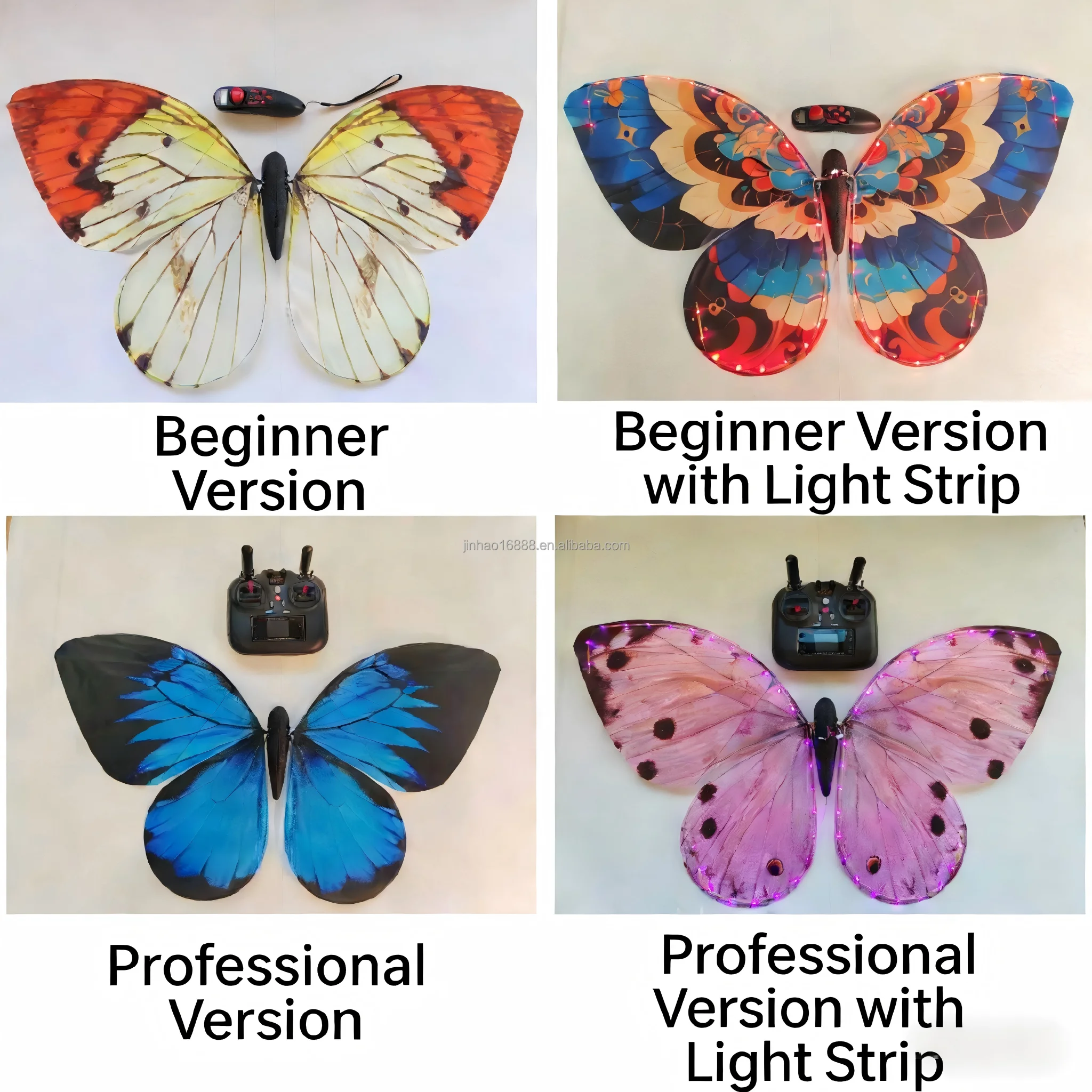 LED luminous bionic butterfly, remote control dynamic flight, wedding event performance props
