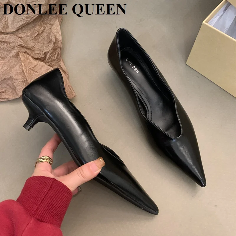 Fashion Pointed Toe Low Heels Women Shoes Shallow Pumps Dress Office Ladies Loafers Elegant Pumps Brand Shallow Zapatillas Mujer