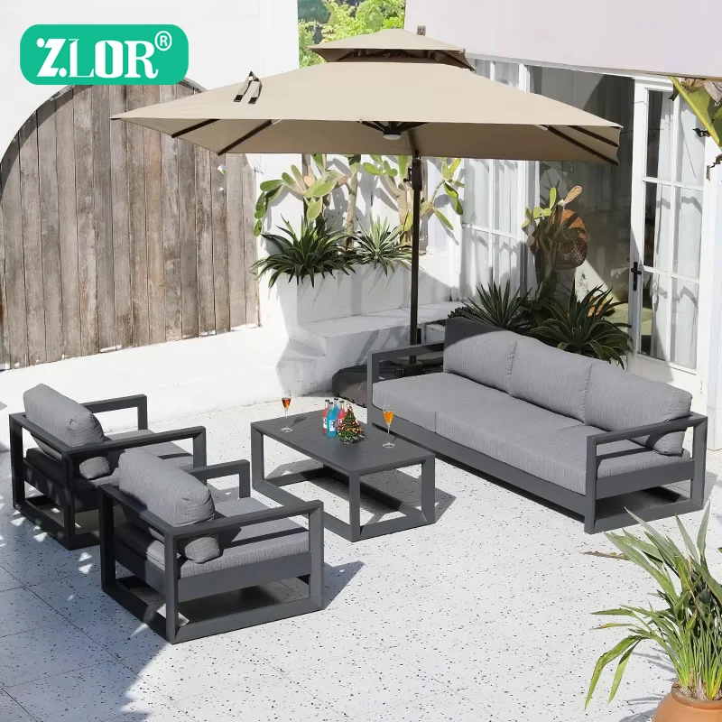 Luxury Aluminum Outdoor Sofa Sets Garden Sofa Luxury Couches Patio High Quality Furniture Metal Modern Outdoor Usage