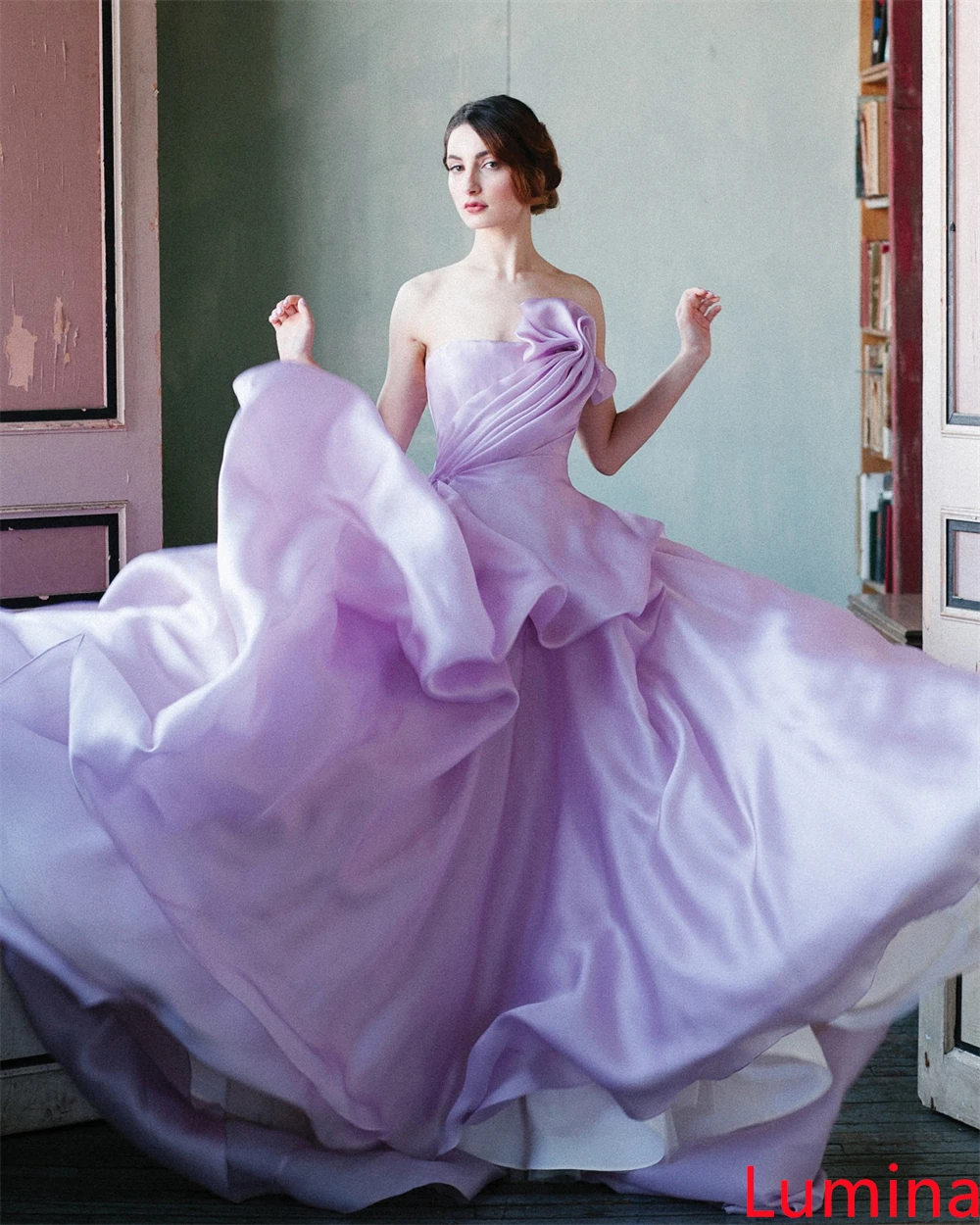 Robe de soirée de luxe en Satin violet, personnalisée, sans bretelles, sans manches, robes de célébrité, pour occasions spéciales, fermeture éclair au dos, moderne