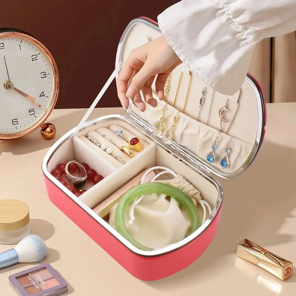Simple PU Jewelry Packing Bag Large Capacity Divided Grids Earrings Storage Case Necklaces Organizer Jewelry Display Box Travel