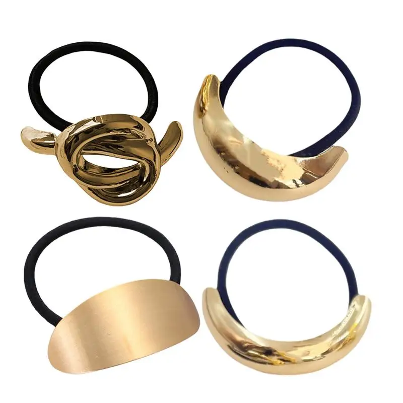 4 PCS Metal Hair Ties Retro style headdress Convenient Fashion Gold Hair Cuff Wrap Decorative Tender Hair Bands for females