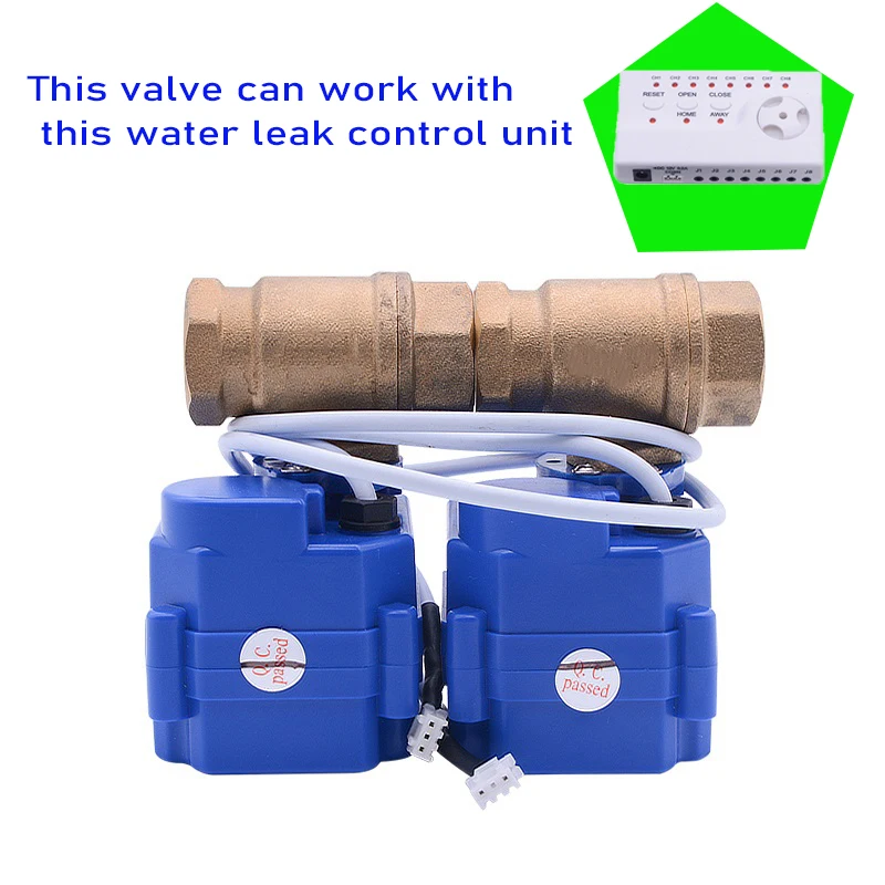 Automatic Water Shut Off Brass Safety Valve (2pcs),DN15/DN20/DN25 Size Smart Faucet for WZ806 WZ805 Water Leak Protection System