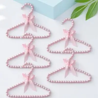 

5Pcs Pearl Hangers Pet Clothes Organizer Lightweight Compact Small Rack for Closet Bathroom Travel Decorations