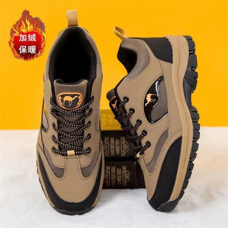 Men Fashion Dad Sneakers Fleece Lined Warm Outdoor Hiking Trendy Versatile Casual Running Shoes Winter Athletic Footwear For Men