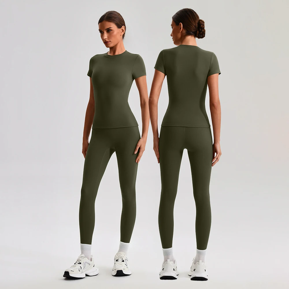Women's Buttery Soft Yoga Set Slim Fit Short Sleeve Top High Waist Leggings 2 Piece Gym Clothes Woman Active Wear Workout Outfit