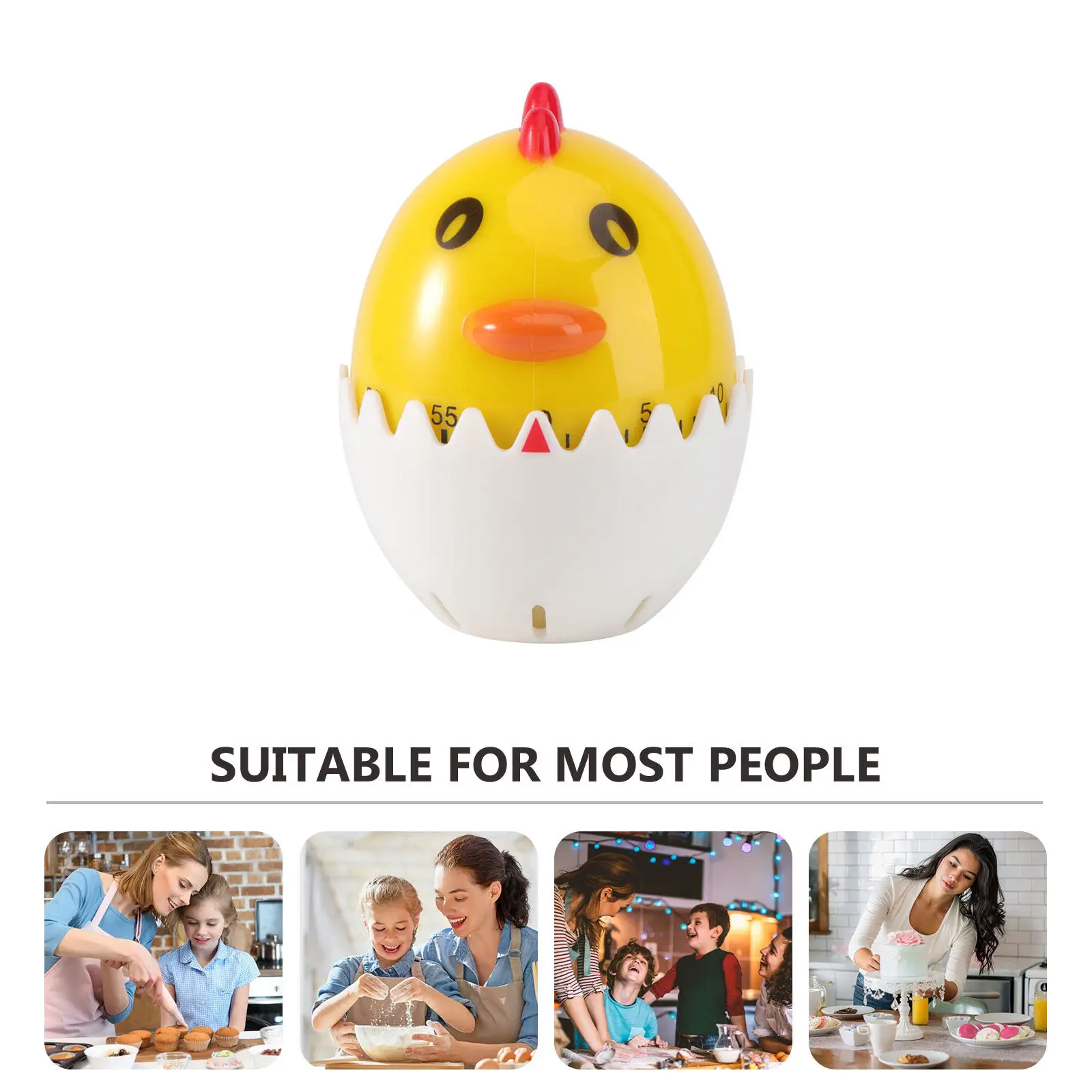1Pcs Cartoon Mechanical Kitchen Timer Eggshell Chicken Countdown Reminder Baking Cooking Timer for Students Time