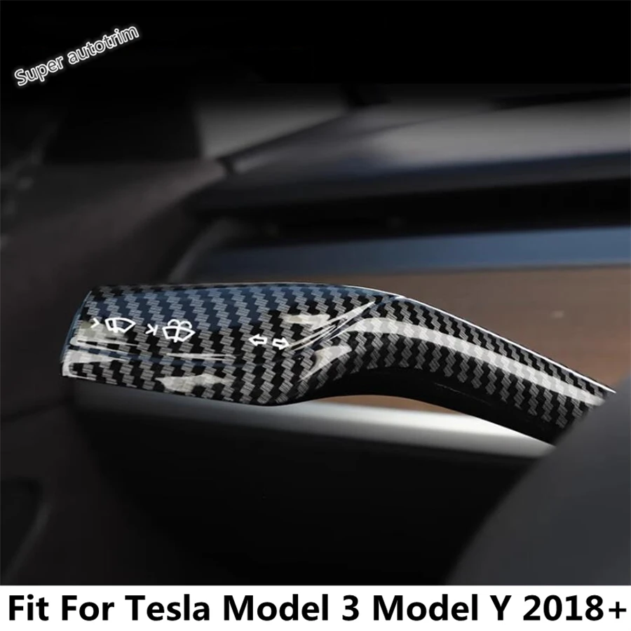 

Steering Wheel Gear Shift Lever Column Decorative Cover Trim For Tesla Model 3 Model Y 2018 -2023 Red / Carbon Fiber Accessories