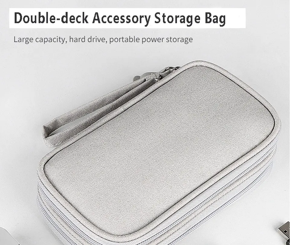 Reise-Organizer, Organizer für Elektronik-Zubehör, tragbar, wasserdicht, doppellagig, Aufbewahrungstasche für Kabel, Festplatte, Powerbank – Detail 1