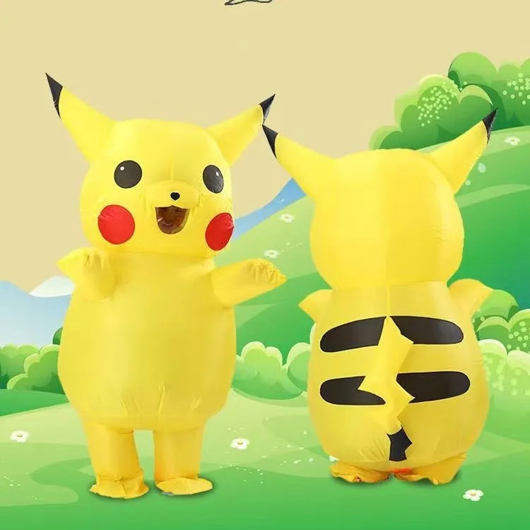 بدلة بيكاتشو التأثيرية القابلة للنفخ، أزياء لطيفة قابلة للنفخ لحفلات الهالوين، أزياء حفلات الأدوار