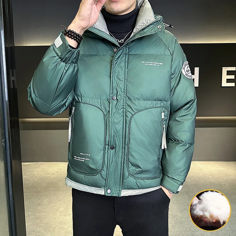 Men\'s padded Clothing Autumn Winter New Solid Color Fashion Loose Large Pocket Outdoor Travel Casual Hooded Coat Men Down Jacket