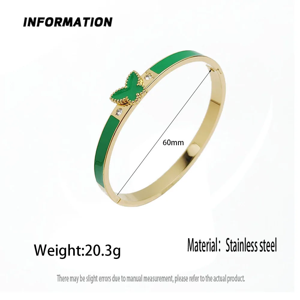 Charming butterfly colored enamel stainless steel women's bracelet, waterproof and rust-free bracelet, worn by couples