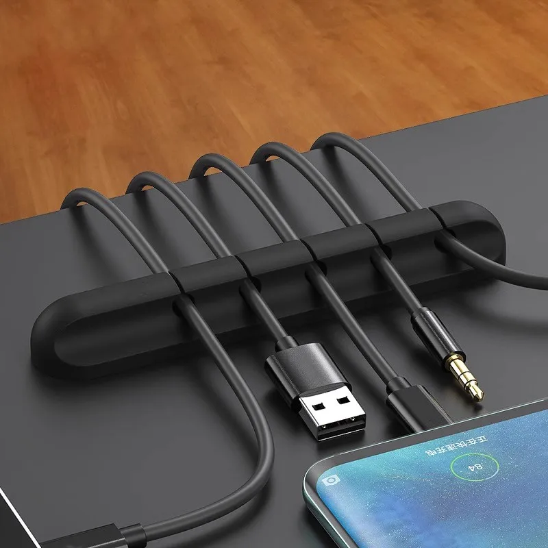 USB Cable Holder Cord Organizer Wire Management Ties Clip Self Adhesive Winder for Desktop Mouse Keyboard Headset for iPhone