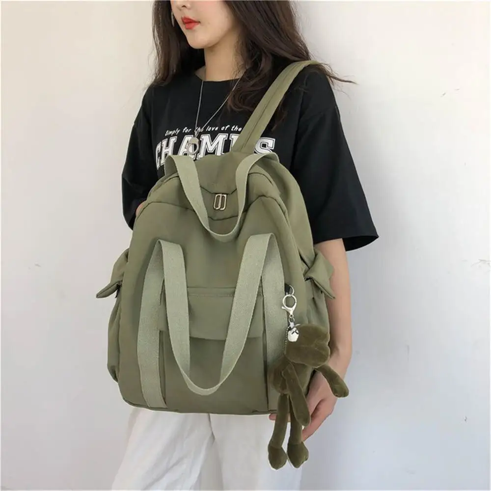 Backpacks Women Korean Style Harajuku Multifunction Travel Large Capacity Backpack Retro Solid Waterproof Bag Students Preppy