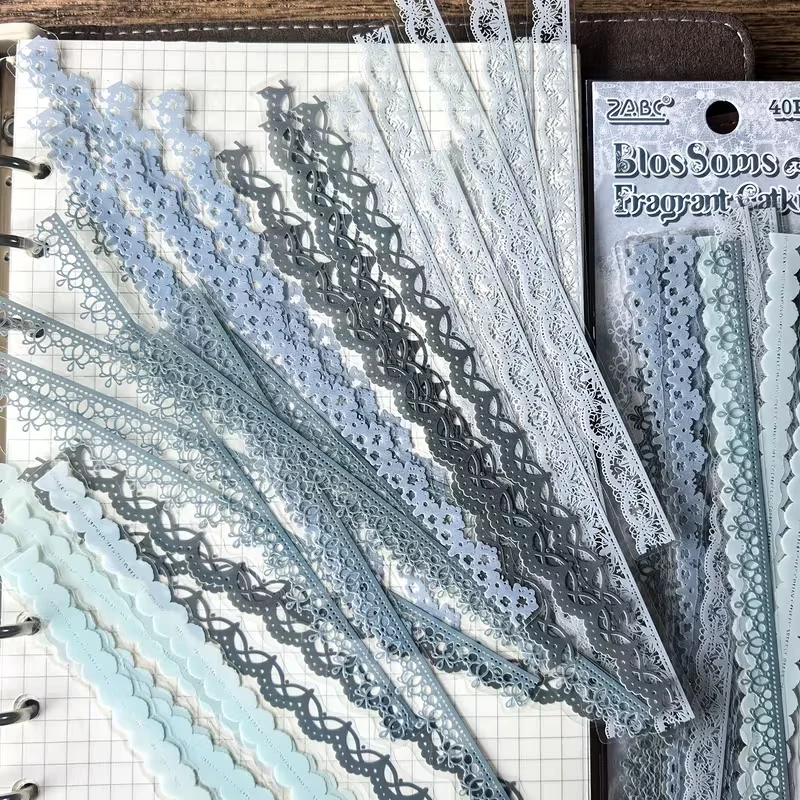 1 Packung (40 Stück) – weiche, dekorative Aufkleber in Blumenmuster, die an Spitze erinnern – selbstklebend. Geeignet für Vintage-Scrapbooks und die Herstellung von Karten. – Detail 5