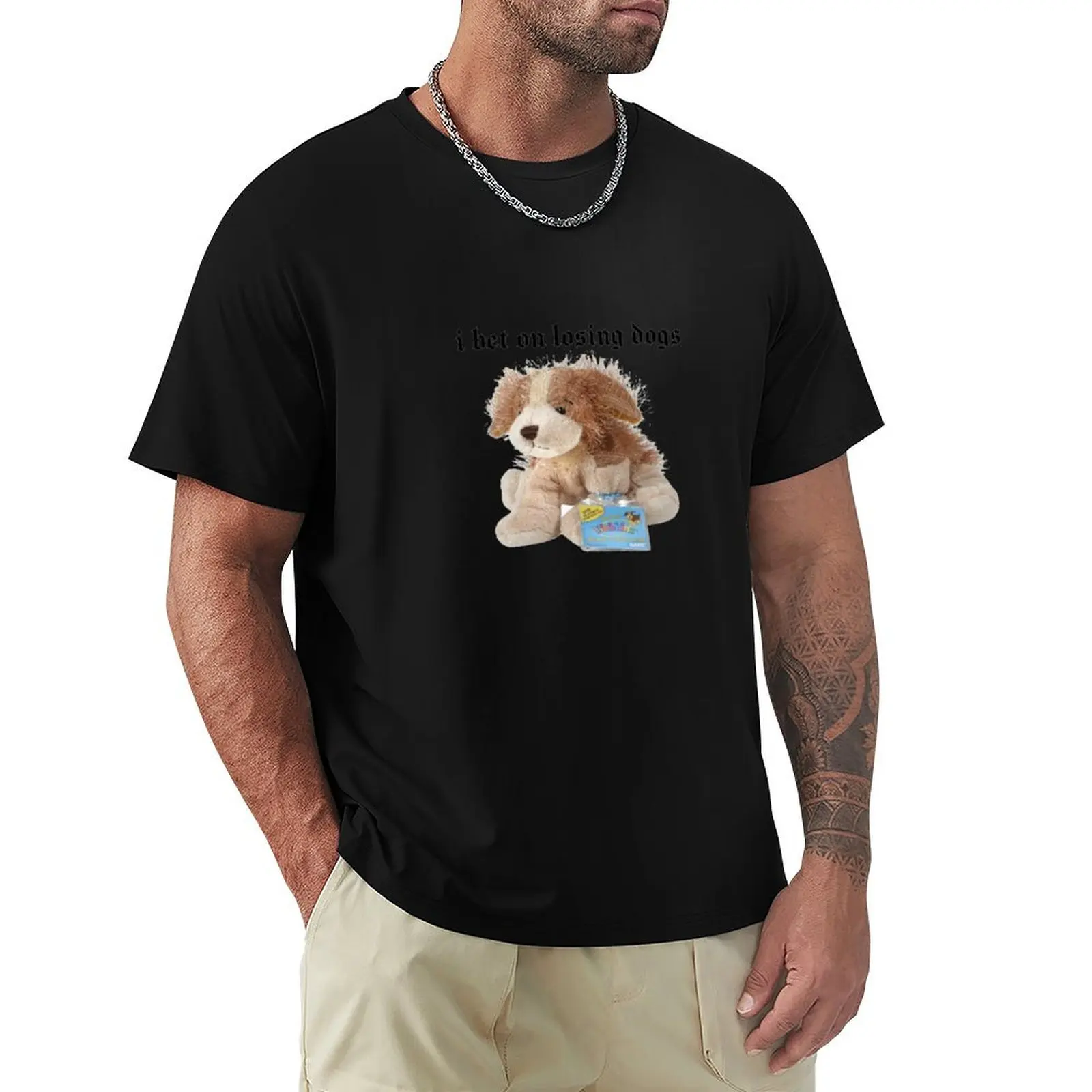 I Bet on Losing Dogs Webkinz x Mitski (Gothic Font) Sticker T-Shirt man t shirt cotton T-Shirt