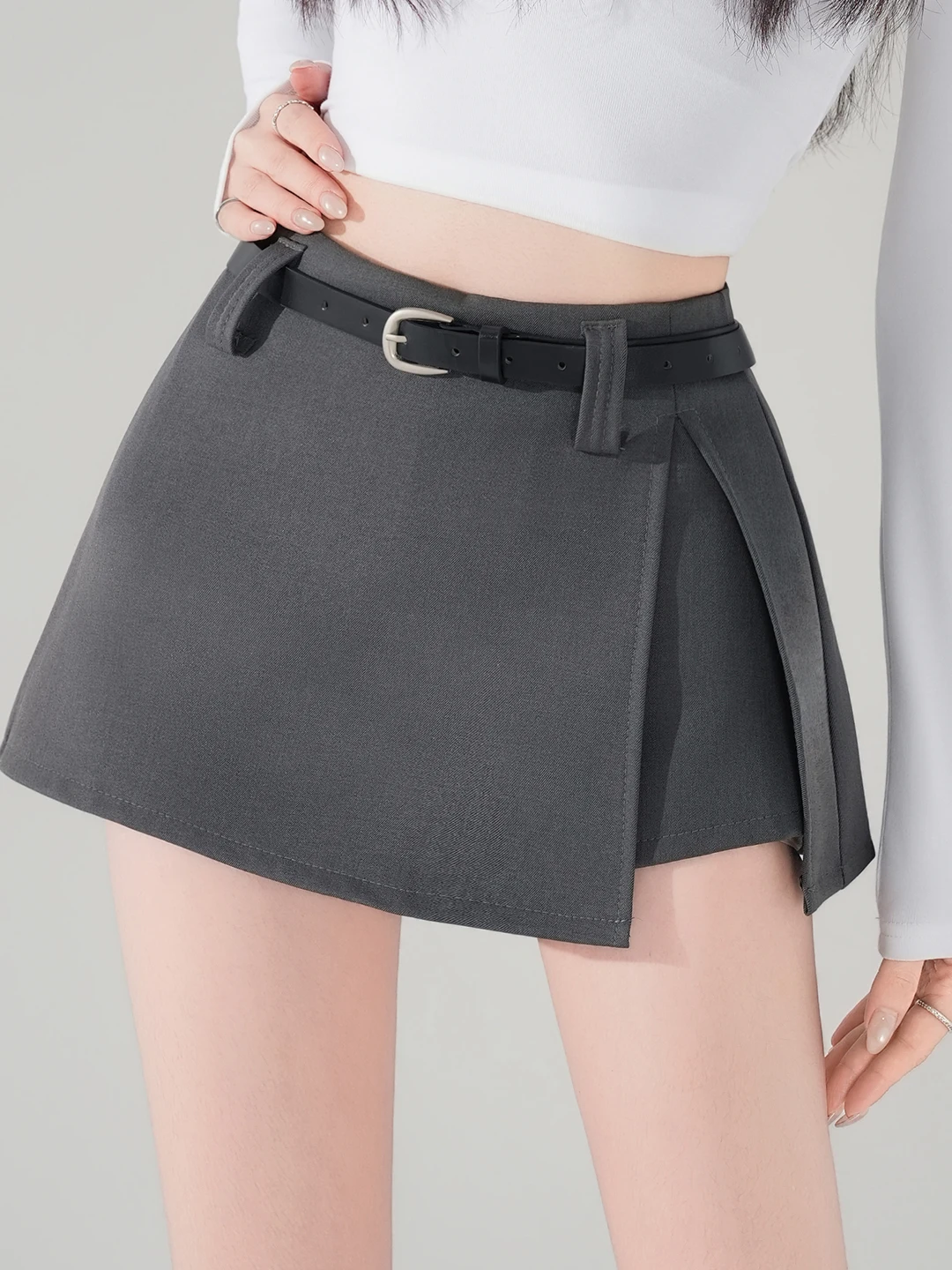 

Юбка А-силуэта с высокой талией и разрезом для женщин, весна-лето, новый стиль, корейская версия, для офиса и повседневной носки, короткая, не просвечивающаяся