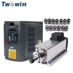 1.5kw Spindle Motor 110v/220v Square CNC Air Cooling Spindle 1500W Air-cooled Milling Spindle +1.5KW VFD Inverter+13pcs/set ER11