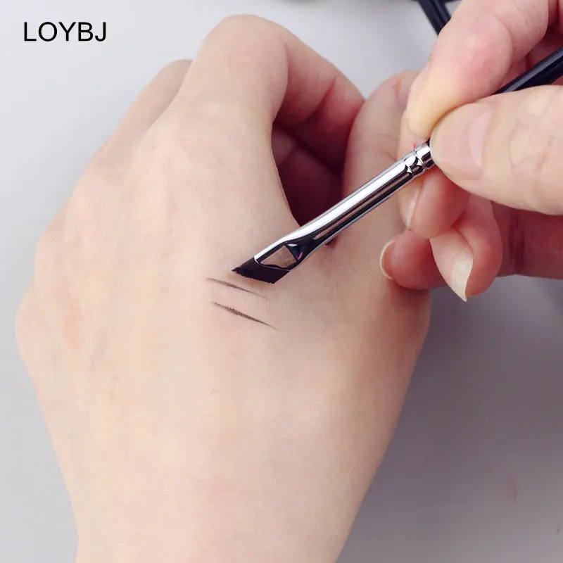 LOYBJ 1/2pcs Angled Eyebrow Brush Super Thin Eyeliner Makeup Brush Cosmetic Eyebrow Liner Cream Outline Flat Eye Details Brushes