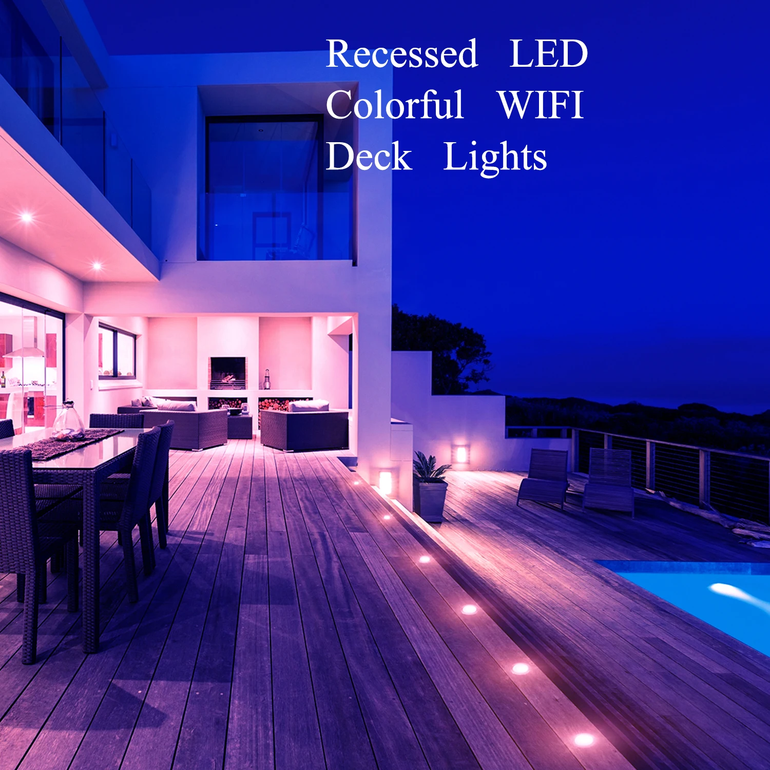 RGB Deck Luzes LED com Conchas, 30mm Escadas de Iluminação, Baixa Tensão, DC 12V, 0.6W, Wi-Fi, Jardim Pátio, 30mm, 10 Packs, 16 Packs