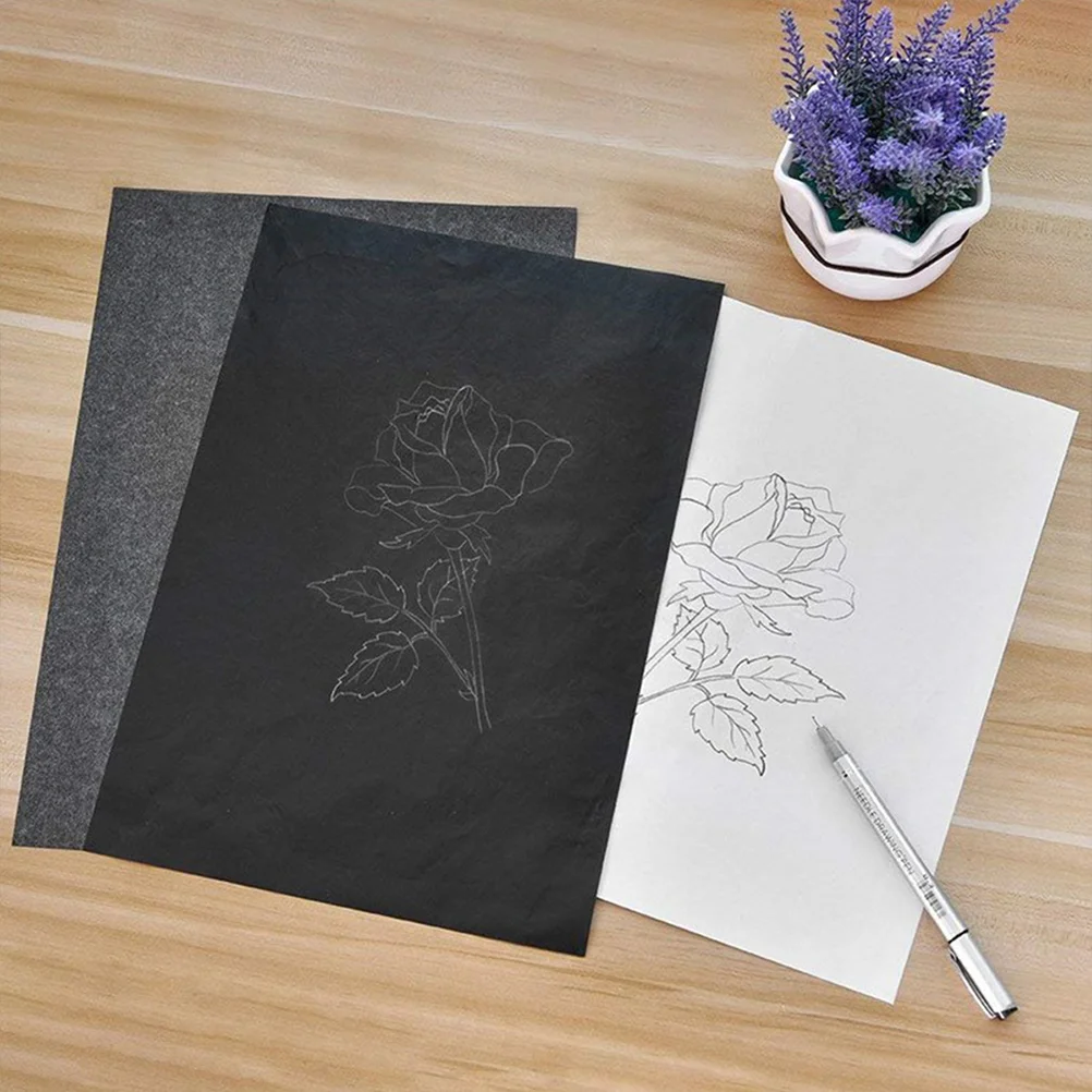 50 Pcs Graphite Carbon Paper Copier Drawing Trace Transfer Embossed Tracing Office