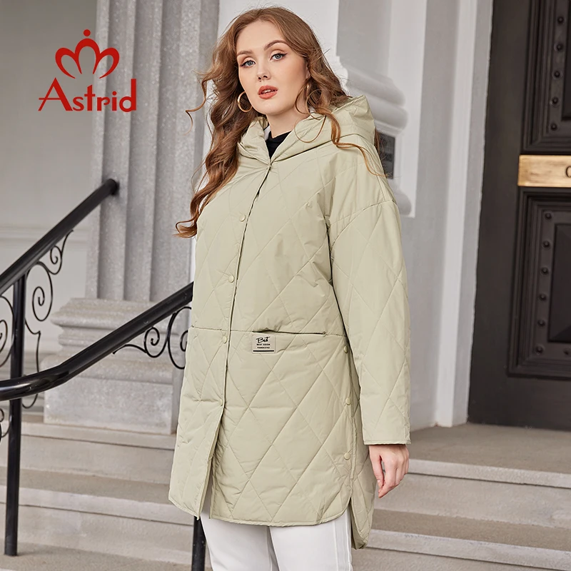 Imagem -04 - Astrid-parka Acolchoada Casual com Capuz Solto Feminino Jaqueta Quente Cabolsa Monocromático Grande Outono Inverno Novo 2023