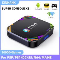KINAHNK Super Console X8 Retro Video Game Console 30000 Video Games 4+32G for 60+Emulator PSP/PS1/DC/SS/N64/MAME 8K Output