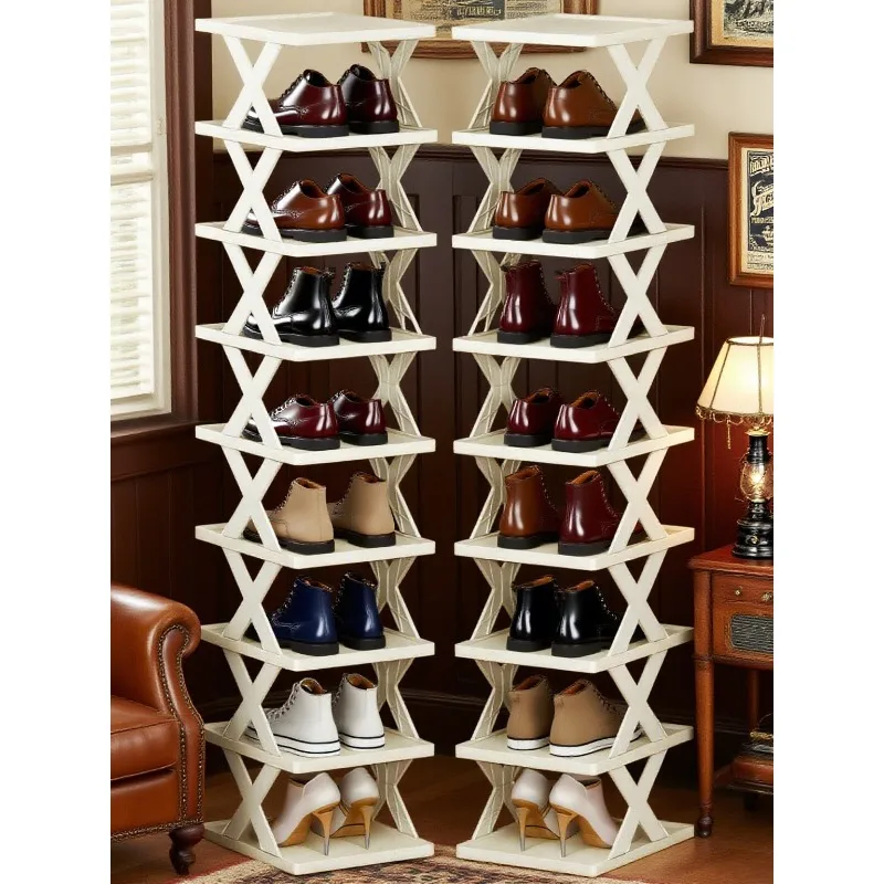 Clothing Wardrobe Storage 9/6 Tier Narrow Shoe Rack, New Upgraded Shoe Shelf Small Vertical Shoe Stand, Space Saving DIY Free Standing Shoes Storage Organizer For Entryway, Closet, Hallway, Easy Assembly And Stable In Structure, Black & White