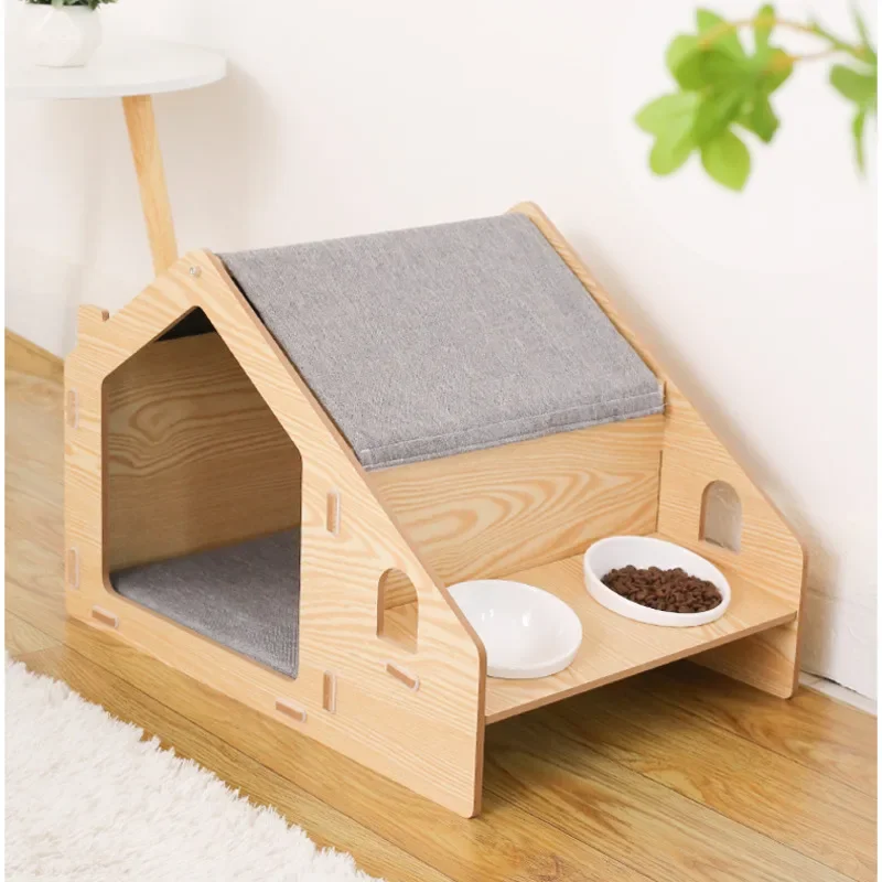 Enclosed Solid Wood Cat Nest, Detachable Cat Villa, Stable and Tip-Proof, Pet Accessories, Year-Round