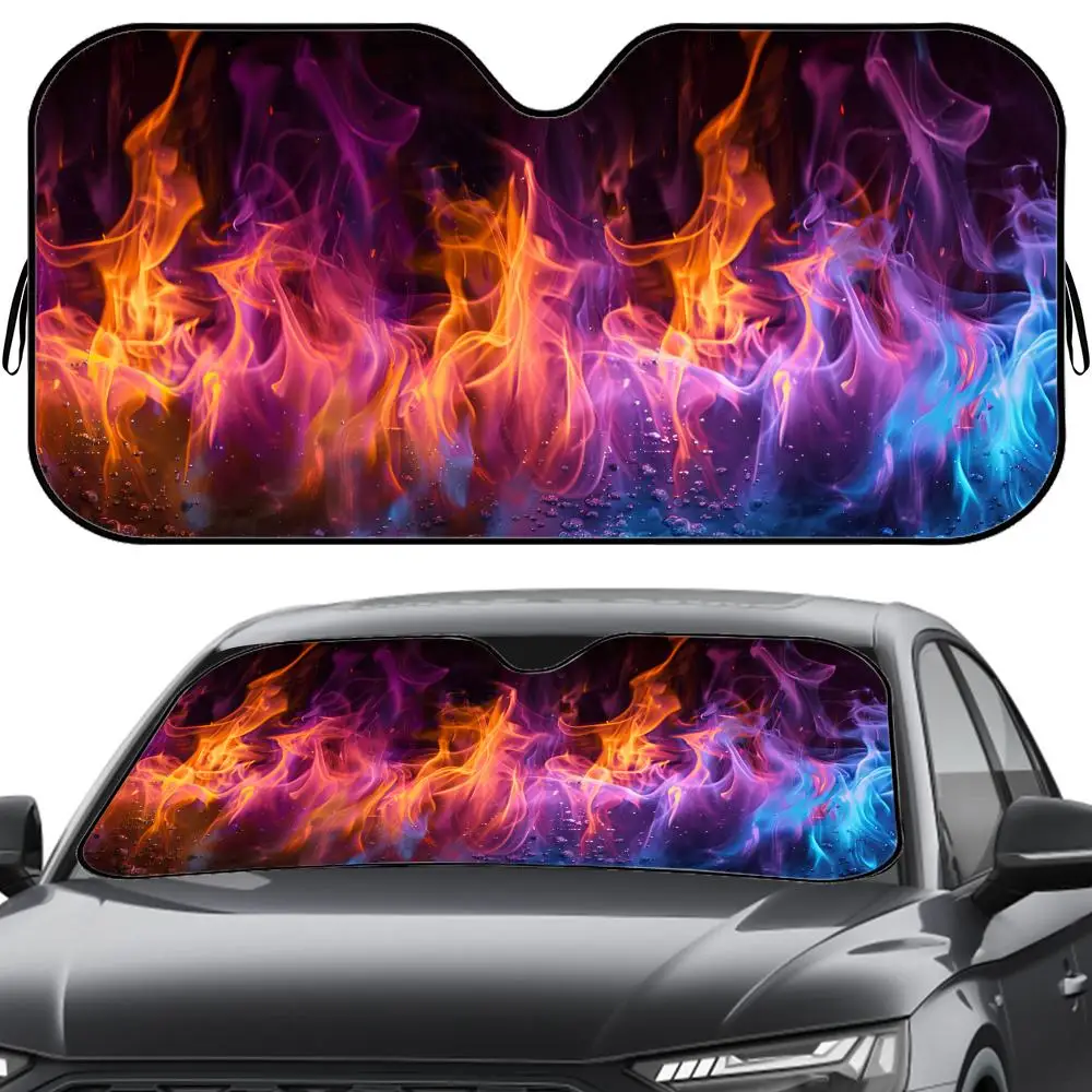 

Солнцезащитный козырек с принтом пламени, многоразовый, из алюминиевой фольги, для защиты от УФ-излучения и теплоизоляции, накидка-тент