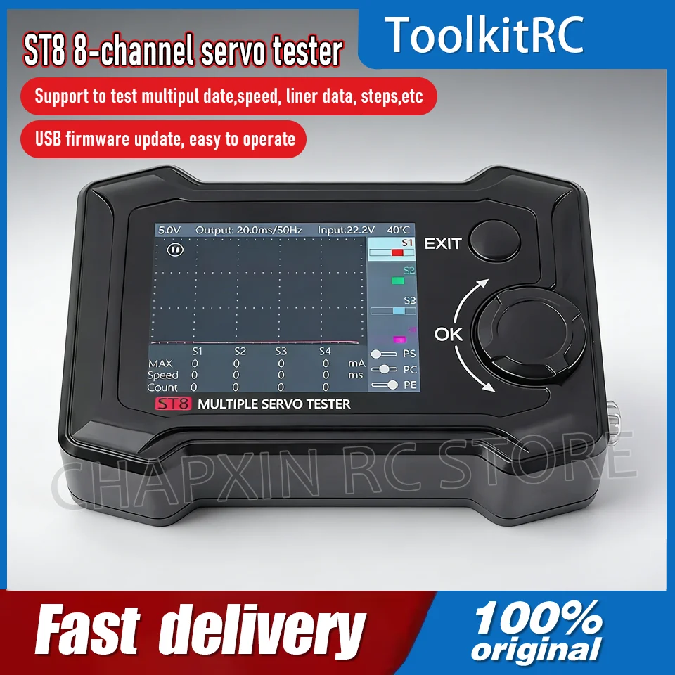 ToolkitRC ST8 2.4 TFT 7-28V 8-Channel Servo Integrated Tester 4 Independent Interface Signal Test