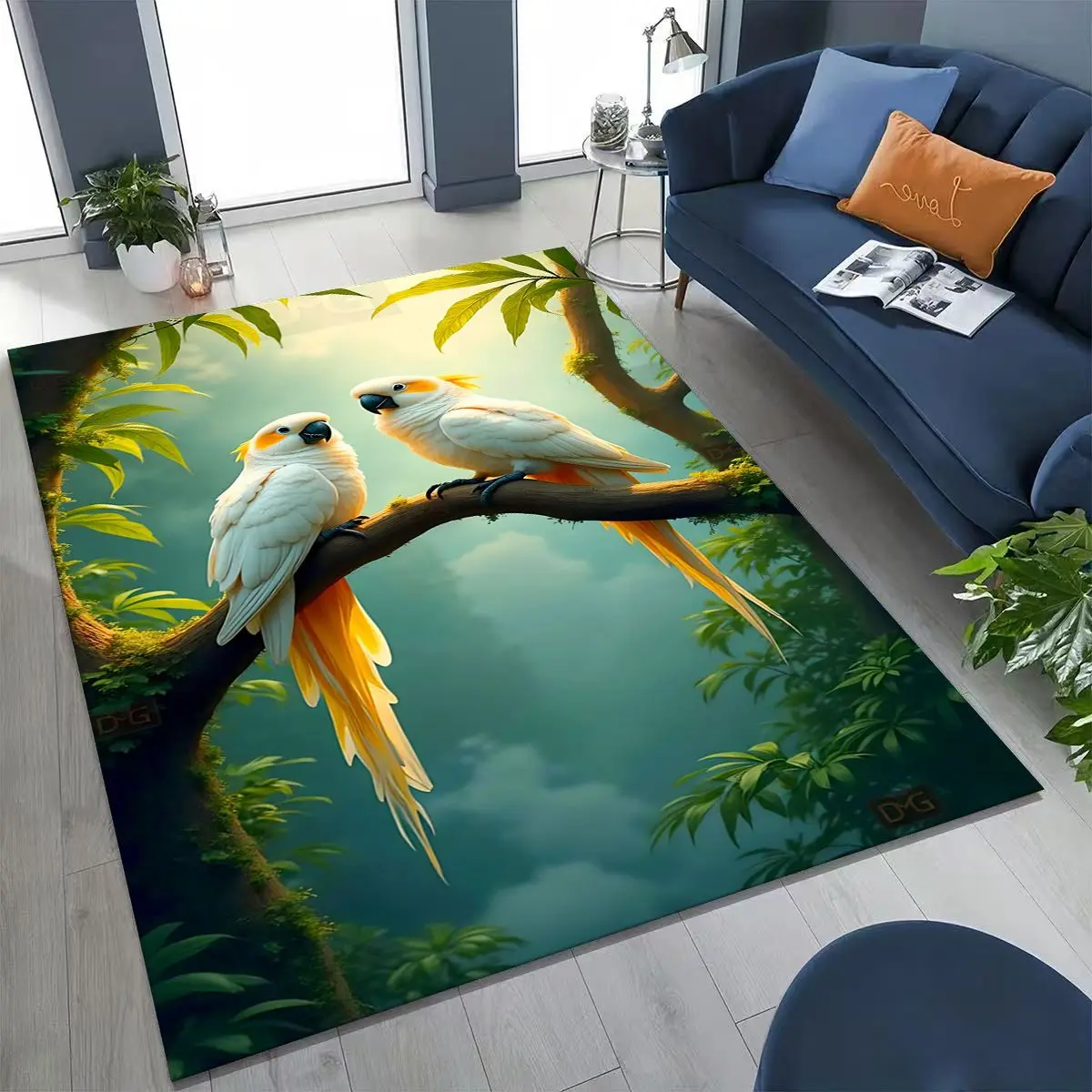 

Colorful Tropical Parrot Macaw Natural Birds Art Rug for Bedroom Living Room Sofa Home Doormat Decor,Large Non-slip Floor Mat