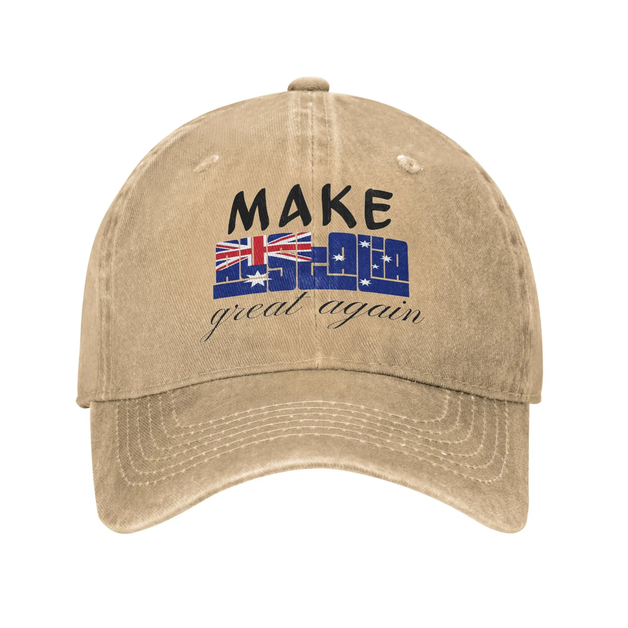 Men Women Make Australia Great Again Print Hat Vintage Distressed Denim  Baseball Cap Adjustable