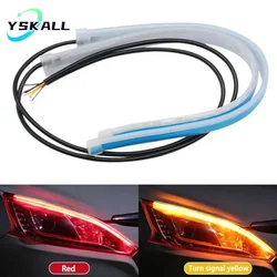 1Pair 12V LED DRL Car Daytime Running Light Flexible Waterproof Strip Auto Headlights Red Turn Signal Yellow Brake Flow Light