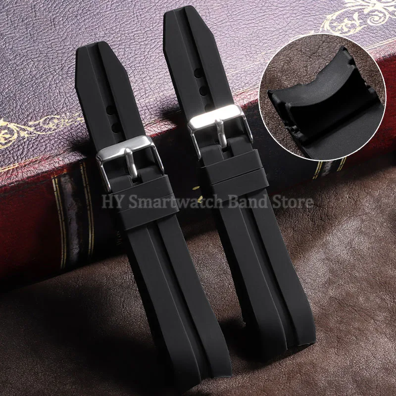 22 مللي متر 24 مللي متر 26 مللي متر حزام ساعة سيليكون ل Seiko ل رولكس منحني نهاية المعصم الفرقة مطاط مقاوم للمياه سوار الرجال النساء الرياضة سوار