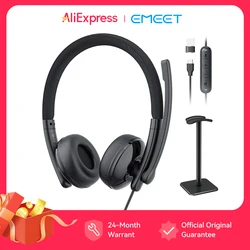 USB Wired Headset Computer Business Call Center Headphones EMEET HS50 Headsets with Microphone for Phone/PC/Laptop/Home Office